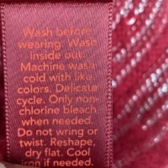 JENNIFER LOPEZ SWEATER RED EYELASH W/METALLIC DESIGN 3/4 RAGLAN SLEEVE SIZE L - Picture 3 of 8